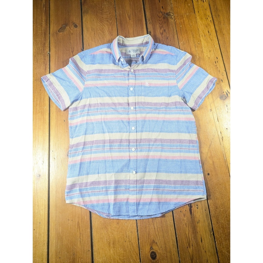 Penguin Munsingwear Men's Medium Cotton Stripped Button Down Shirt  Camp‎ Resort